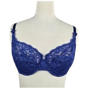 Wacoal All Dressed Up Bra Blue Lace 851166 Size 34D